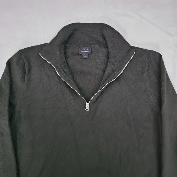 J. Crew Gray 100% Merino Wool Quarter Zip Long Sleeve Pullover Sweater Sz Large - Picture 4 of 12